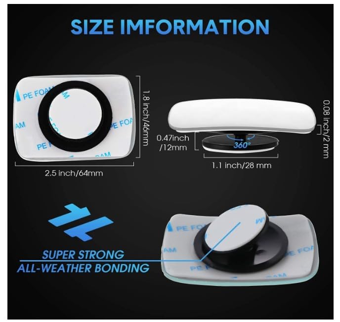 Image of Oizeir 2PCS Car Blind Spot Mirror, Adjustable Wide Angle Side Mirror with Rain Visor Guard, Carbon Fiber Rear View Blind Spot Mirror Reflective Protection Shield, Car Accessories