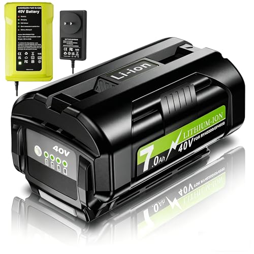 kaejil High Capacity 7.0Ah Lithium Ion Battery & Charger Combo Replacement for Ryobi 40V Cordless Power Tools Compatible with OP4050A OP40601 OP4040 OP4030 OP4050 OP40261 OP40201 OP40401 (1-Pack)