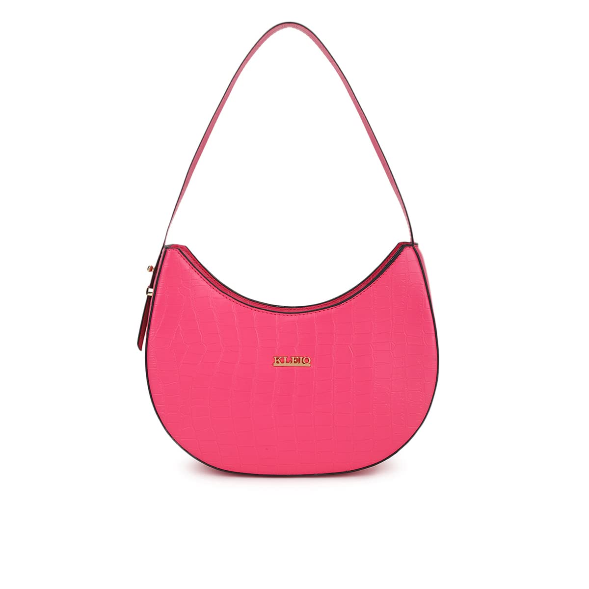 KLEIO Textured Leather Sling Bag for Girls (Pink) with Short Strap & Zip Closure | Casual Shoulder Bag for Women with Polyester Lining | Suitable for Travel, Parties, Everyday Use (B0BN63GPCG) Amazon Price History, Amazon Price Tracker