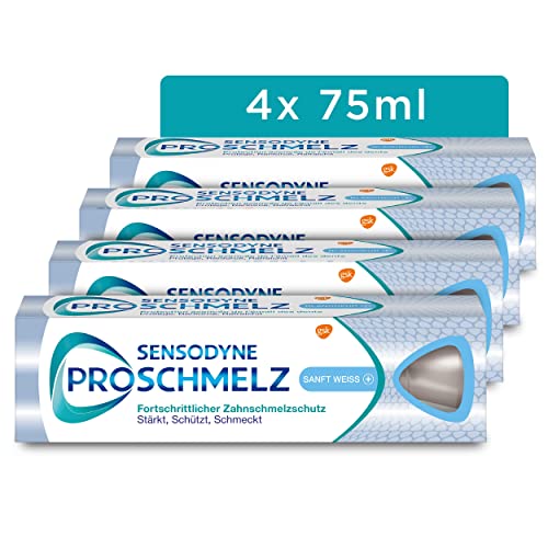 SENSODYNE ProSchmelz Sanft Weiss Plus Zahnpasta - 4x75ml, Fortschrittlicher Zahnschmelzschutz - mit Whitening Effekt - Stärkt, schützt, schmeckt