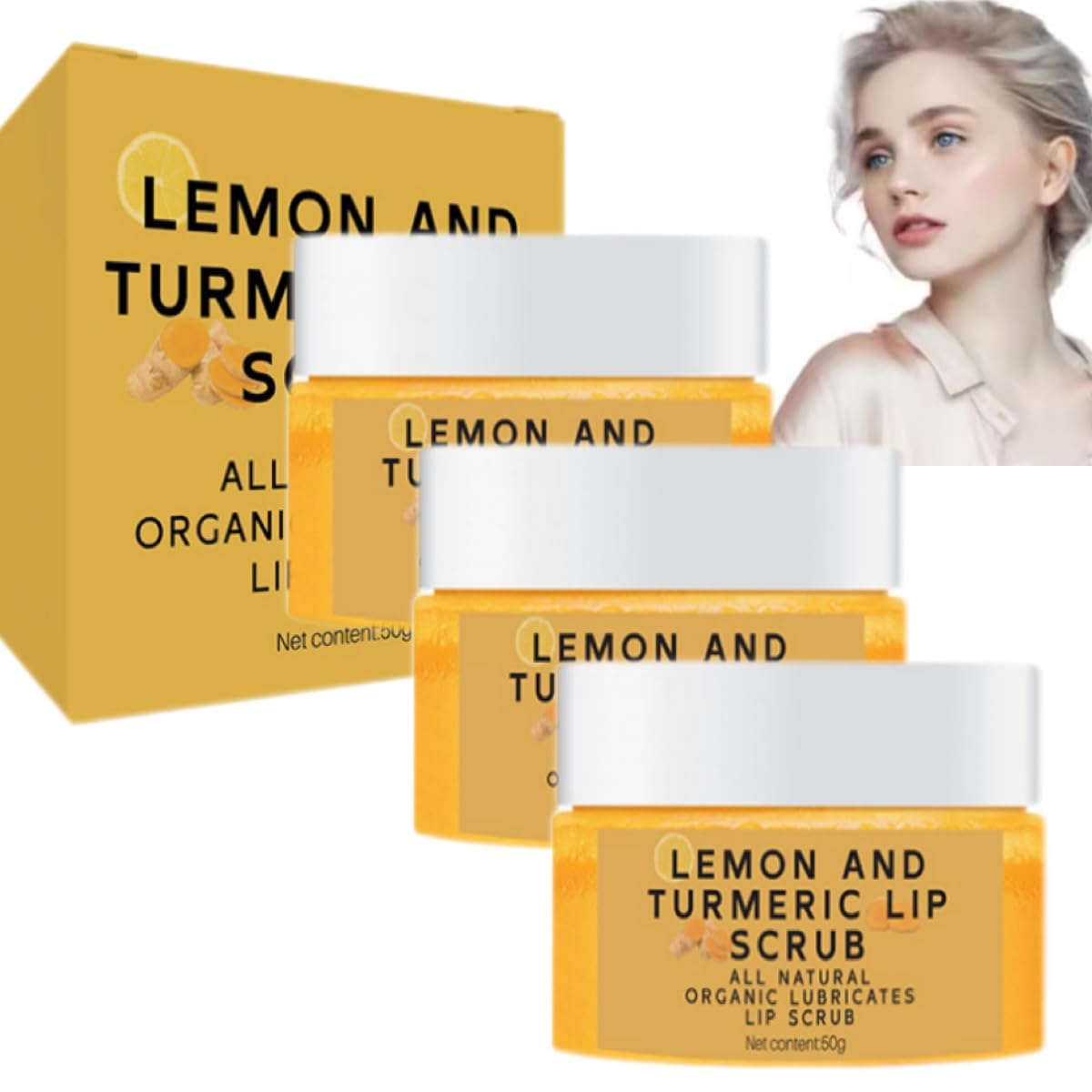Zitronen-Kurkuma Lippenbalsam – 2 Stück, Mit Vitamin C, Gegen Dunkle Lippen & Trockenheit