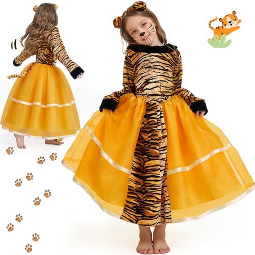 LumenVela Déguisement Animaux Enfant, Costume Animaux Fille Set avec Bandeau Deguisement Animaux Enfant pour Déguisements de Carnaval Cosplay (XL)