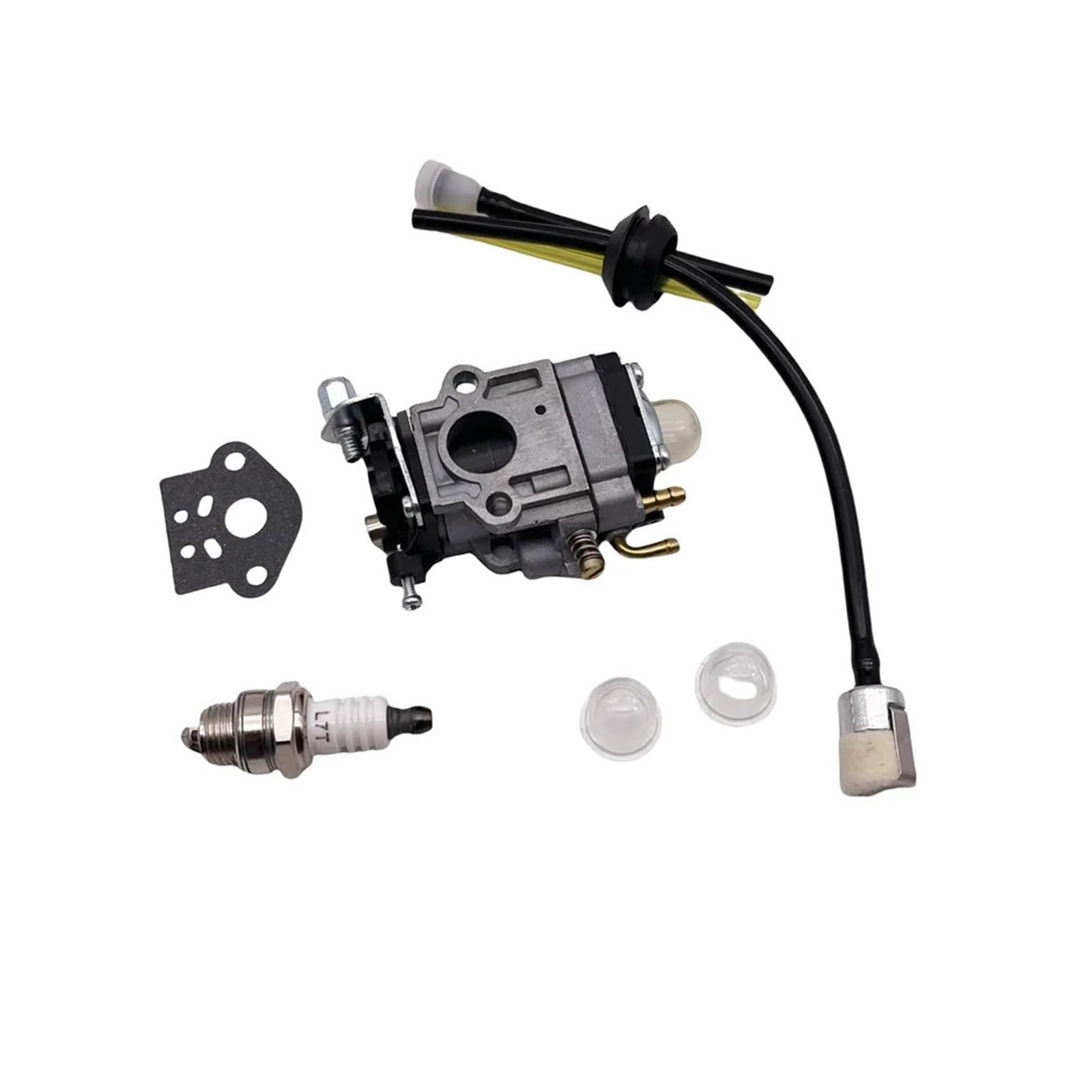 Carburatore Moto Kit Guarnizione carburatore, Tubo Flessibile, Candela, Tazza Benzina Adatto per Motore tagliaerba CG430 CG520 52cc 49cc 43cc 40-5 44-5 Kit carburatore(H)