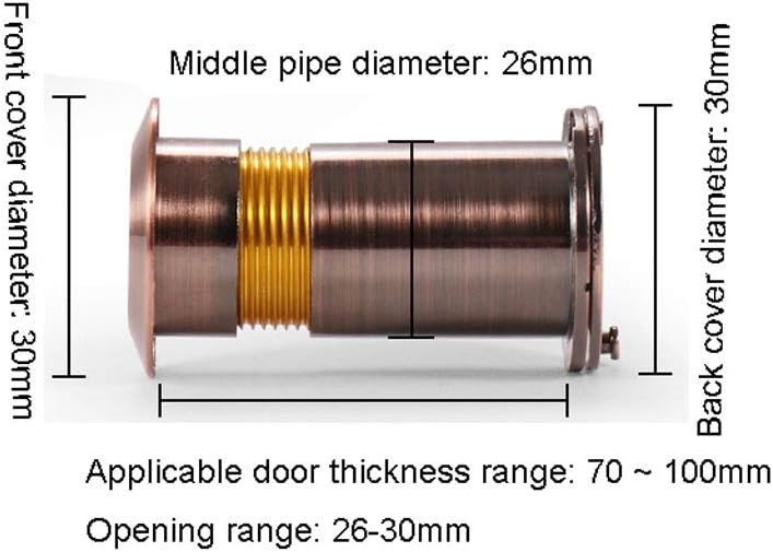 ARCH HD Door Viewer Peephole, 220-degree Door Viewer with Heavy Duty Rotating Privacy Cover,Fine Anti-pry Thread for Home Office Hotel (Color : Red Bronze 70-100MM)