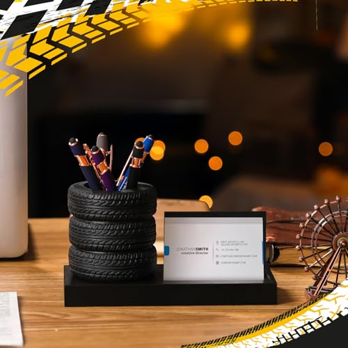 Sherr Tire Shape Stationery Set Car Salesman Gift Tire Stack Pen Holder Business Card Holder Car Salesman Desk Accessories for Desk Office Mechanics Gifts - Thumbnail 2