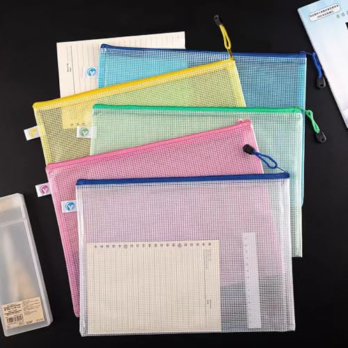 5 bolsas impermeáveis com zíper para organizar – Sacos de documentos com zíper (tamanho B5 29,5 x 20 cm)