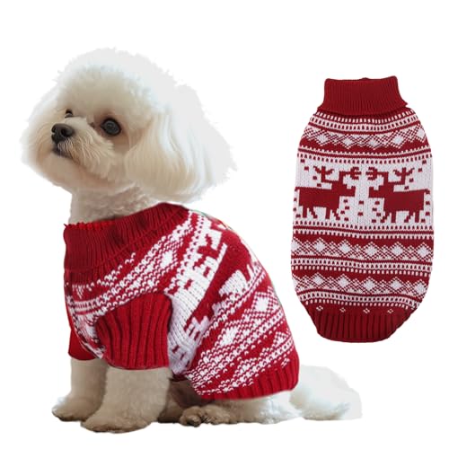 Himissy Jersey Navidad Perro, Disfraz de Punto de Perro, Navidad Suéter para Mascotas, Suéter Perros, Ropa para Mascotas, Abrigo Navideño para Perros Pequeños Medianos
