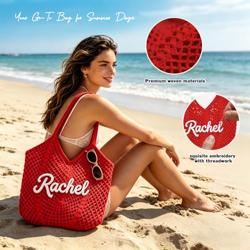 Bolso de playa tejido a ganchillo personalizado, ligero, para verano, fiesta de despedida de soltera, vacaciones y viajes miniatura 6