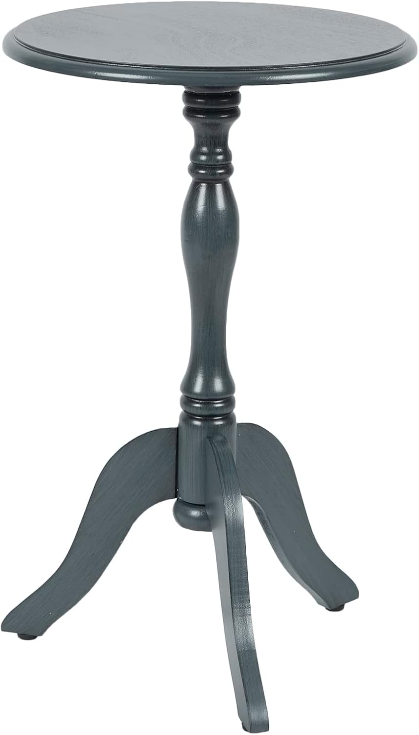 Decor Therapy Simplify Round Pedestal Accent Side Table, 24" x 15" x 15", Antique Navy