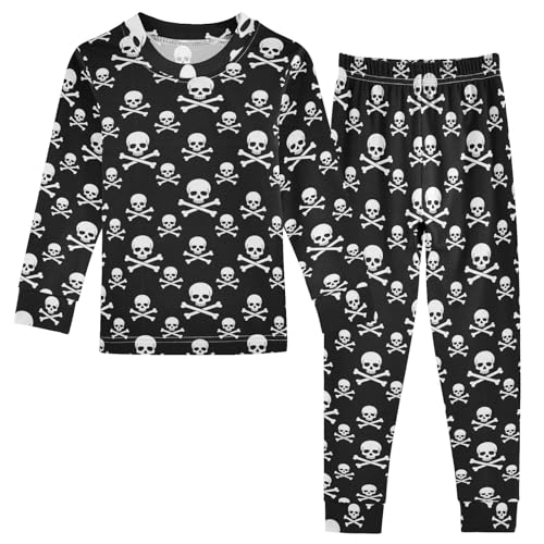 ODAWA Pyjamas Sets White Skull Black Long Sleeve Fall Pajamas 18M