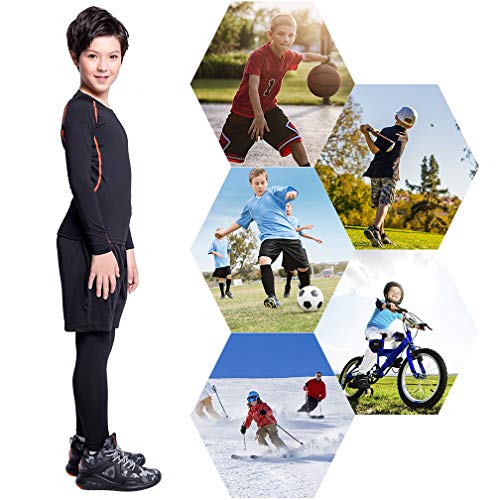 Image of 2 /3 /4 Pcs Boys Girls Base Layer Athletic Compression Leggings and Shirts Thermal Underwear Set Running Pants Tights
