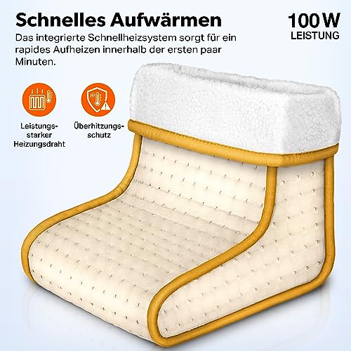sinnlein Fußwärmer mit 6 Temperaturstufen & Timer | Fußheizung elektrisch | Überhitzungsschutz & Abschaltautomatik (Beige) – Bild 3