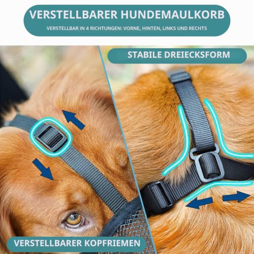 Maulkorb für Große Hunde, Atmungsaktive Haustiermaske Hundetraining, Maulkorb Mittlere für Beißen Kauen, Soft Mesh Maulkorb für Kleine Mittlere und Große Hunde (Schwarz, L)