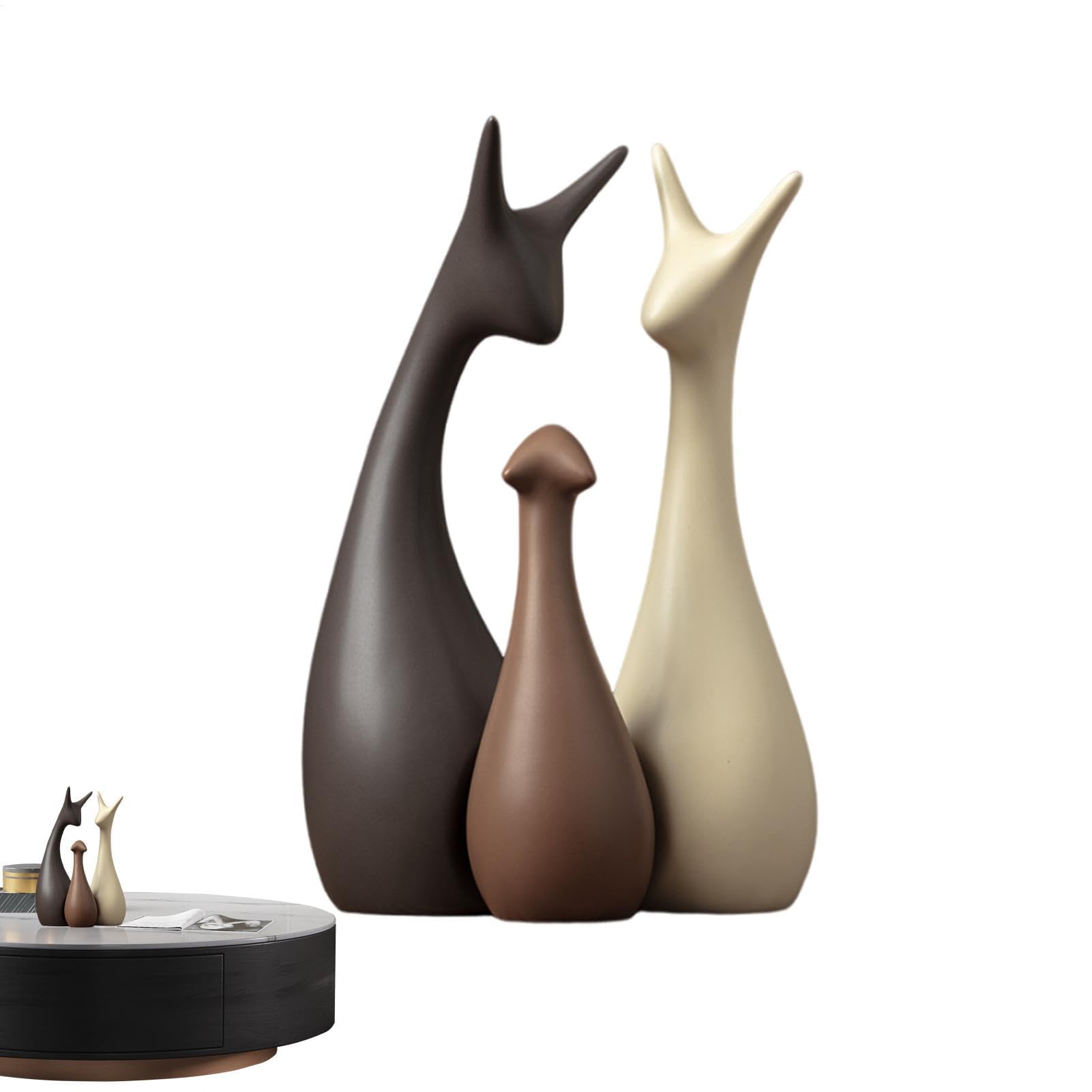 Rzeźba statuy rodziny trzech osób Nowoczesne figurki ceramiczne - statuetki artystyczne, urocze akcesoria domowe, zabawa