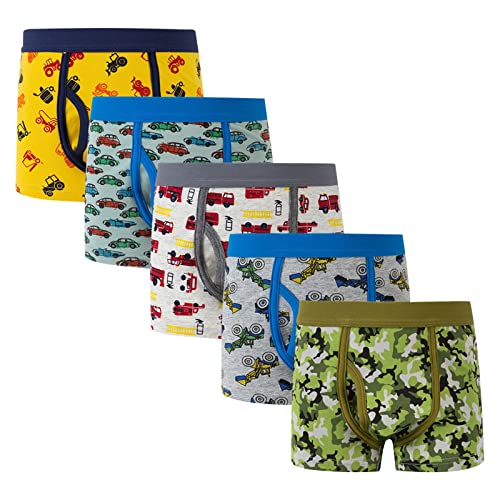 2026 5 uds., Calzoncillos Grandes para niños pequeños, Calzoncillos para niños, Calzoncillos bóxer de Animados de Dinosaurio de Cuerno, Conjunto Combinado de Piezas, Calzoncillos (Grey, 4-5 Years)