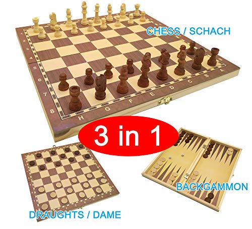 CT Scacchi Dama e Backgammon 3 in 1 Scacchiera