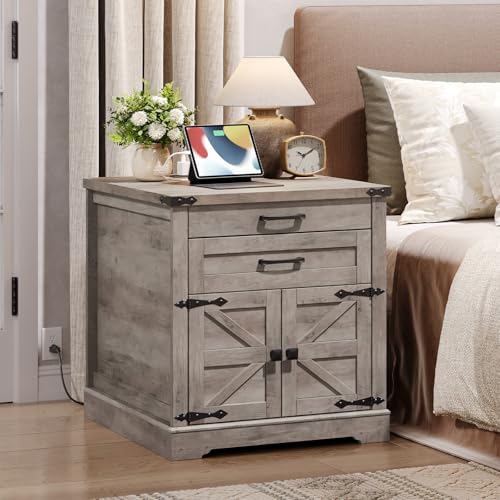 RALGEND 24'' Farmhouse End Table with Charging Station for Living Room - image 3