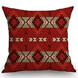 Swono Throw Pillow Cover, Ethnic Patterns Pillow Case, Southwest American Farmhouse Pillow Cover 18x18 Inch Home Decor Cotton Linen Throw Pillow Case Cushion Cover for Sofa Couch