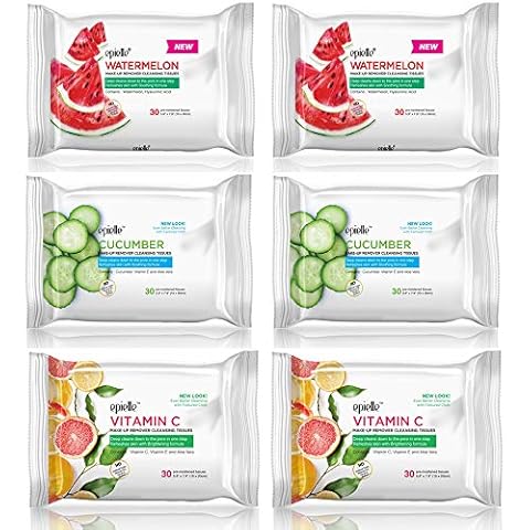 Epielle New Makeup Remover Cleansing Wipes | Removes Dirt, Oil, Makeup & Waterproof Mascara | Beauty Gift, Spa Day, Gift Set | Pack of 6 | Korean Skincare Cover