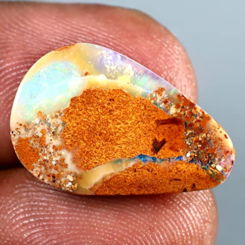 Pierre précieuse opale de Koroit multicolore de 20 x 13 mm pour création bijoux