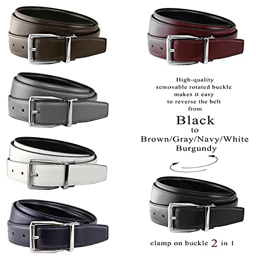 Reversible Belt Genuine Leather Dress Casual Belt 1-1/8"(30mm) Wide, Assembled in the U.S.3