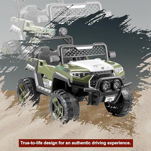 Image of Norman Jr Battery Operated 4x4 ATV Runs on Garden & Sand Surface | Jeep Toy with Remote+Steering+RGB Light+Mp3 USB Music | Rechargeable Car for Kids to Drive 3 to 12 Years | XLarge Size (Apple Green)