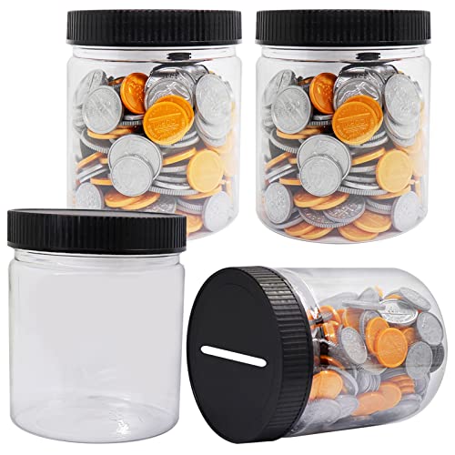 Mczcent Petite Tirelire-4 PACK, Petit Tirelires Transparente Plastique pour Pièces de Monnaie, Peu Mini Tire Lire Piggy Coin Money Bank Tire-lire Pot à...