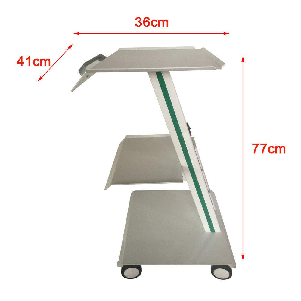 3 Böden Weiß Servierwagen Stahlplatte Serving Lab Trolley Laborwagen Tragbar Abräumwagen Medical Dental Lab Cart Transportwagen Rollwagen Medizinisch