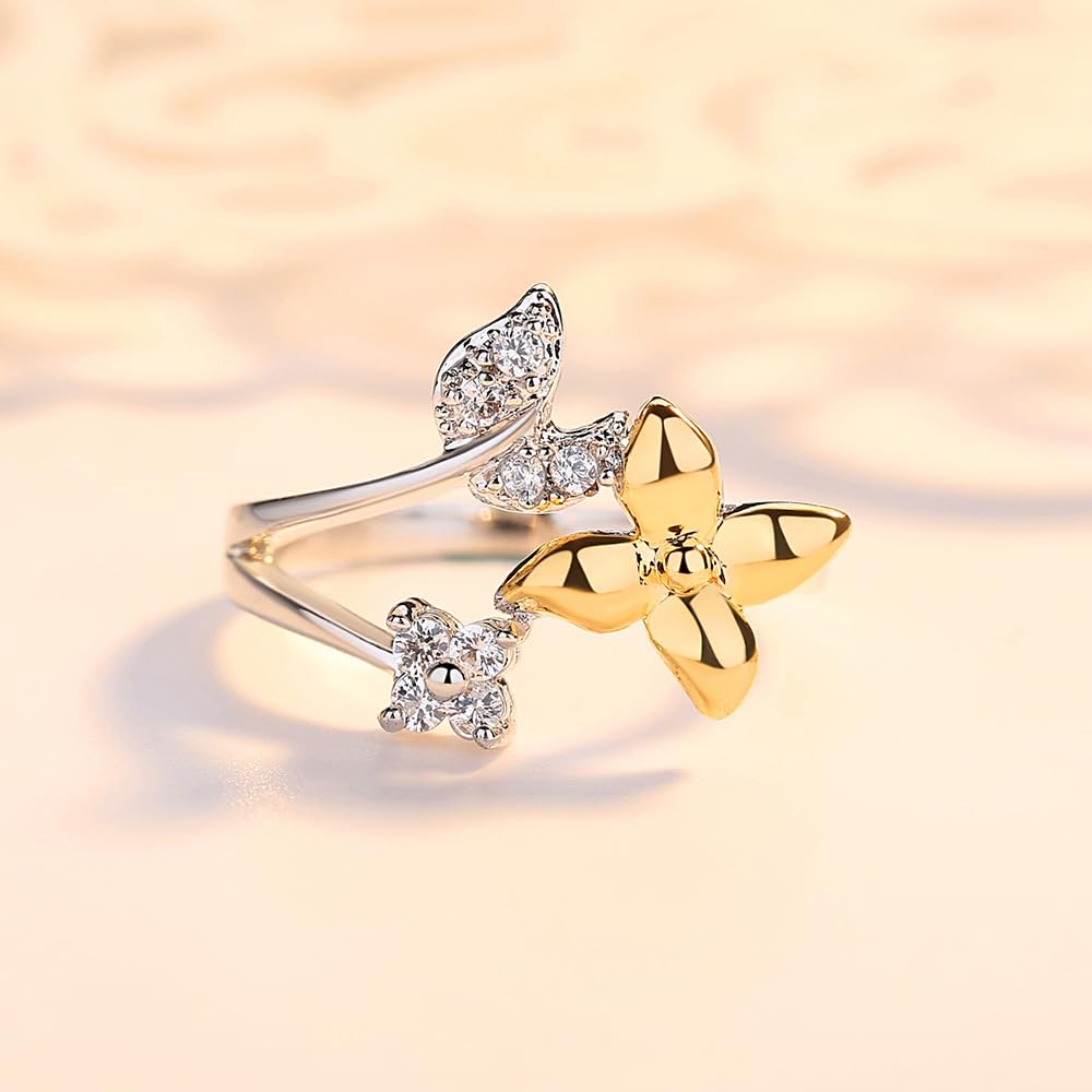 925 Sterling Silver Butterfly CZ Stone Ring for Women, Birthstone CZ Crystal Dainty Animal Statement Promise Engagement Wedding Ring Butterfly Jewelry-Making-Patterns 6