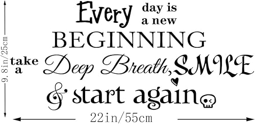 Miniatura 3 de Every Day is a New Beginning Take a Deep Breath Smile and Start Again - Calcomanías de vinilo para pared, citas artísticas, inspiradoras, frases