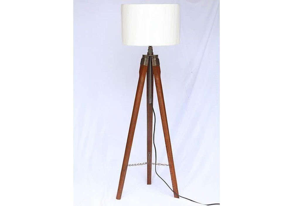 Max Engineering Royal Designer Nautical Tripod Floor Lamp Stand, Teak Wood Tripod Lamp Stand