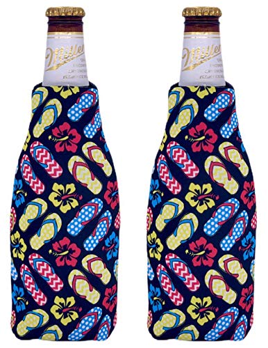 Flip Flop Pattern Beer Bottle Coolie (2 Pack)