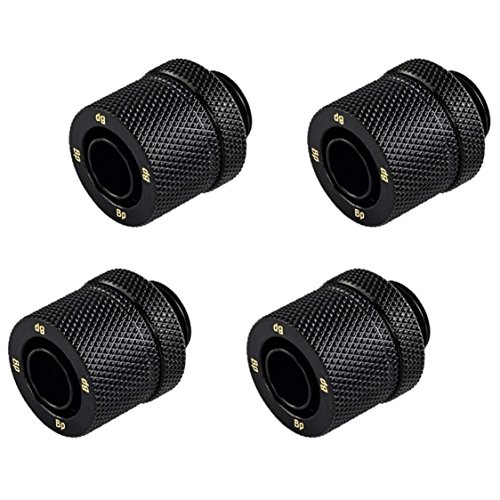 Bitspower G1/4" to 3/8" ID, 1/2" OD Compression Fitting for Soft Tubing, CC2 Ultimate, Matte Black, 4-Pack Bitspower G1/4" to 3/8" ID, 1/2" OD Compression Fitting for Soft Tubing, CC2 Ultimate, Matte Black, 4-Pack