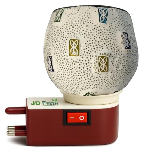 Image of JD FRESH Ceramic Kapoor Dani Lamp /Electric Camphor Diffuser Burner for Pooja /Bakhoor Burner /Multipurpose Incense Aroma Dhoop Dani /Night lamp Incense Burner for Office /Home /Temple /Meditation (JD-1029)