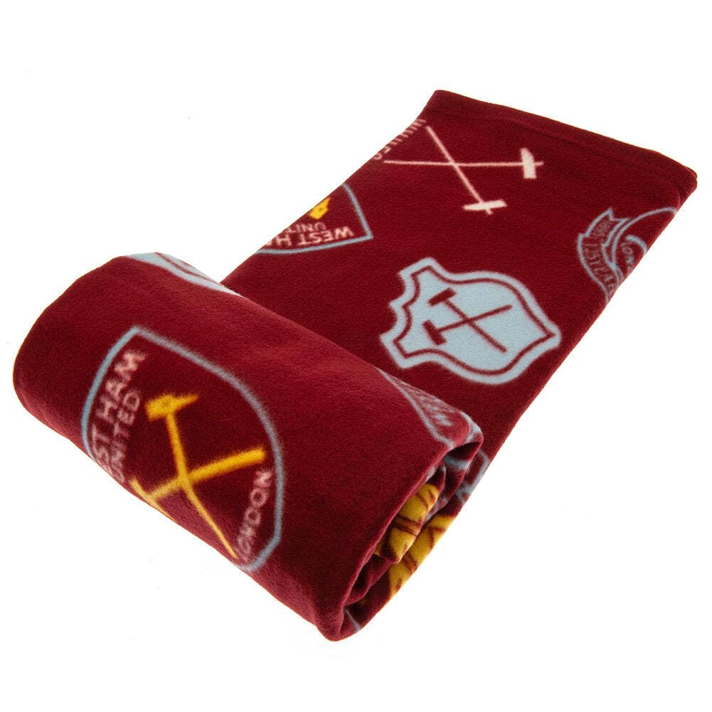 DreamTex West Ham History of Crest Reversible Decke Fleece Wurf - Super sanft bequem gemütlich für Kinder Jungen Fußballfans
