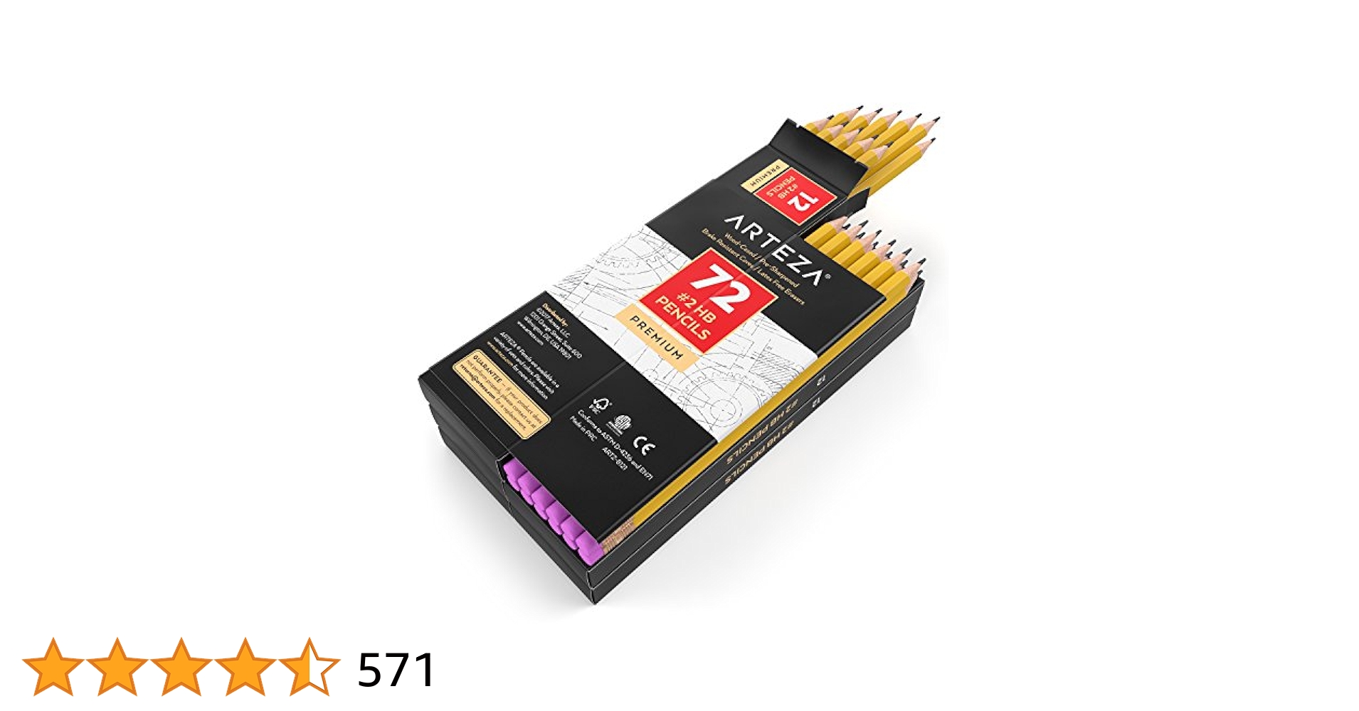 Amazon.co.jp: デッサンのゴム製HB2 Artezaの鉛筆、予備強化され