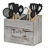 LADESIGGN Wood Utensil Holder for Countertop, Farmhouse Kitchen Decor for Flatware, Utensil Caddy...
