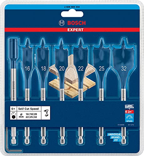Bosch 7x EXPERT Self Cut Speed Spade Drill Bit Set (for Softwood, Particleboard, Ø 16-32 mm, Professional Accessory Rotary Drill/Drivers) 2 Bosch 7x EXPERT Self Cut Speed Spade Drill Bit Set (for Softwood, Particleboard, Ø 16-32 mm, Professional Accessory Rotary Drill/Drivers) - Image 2