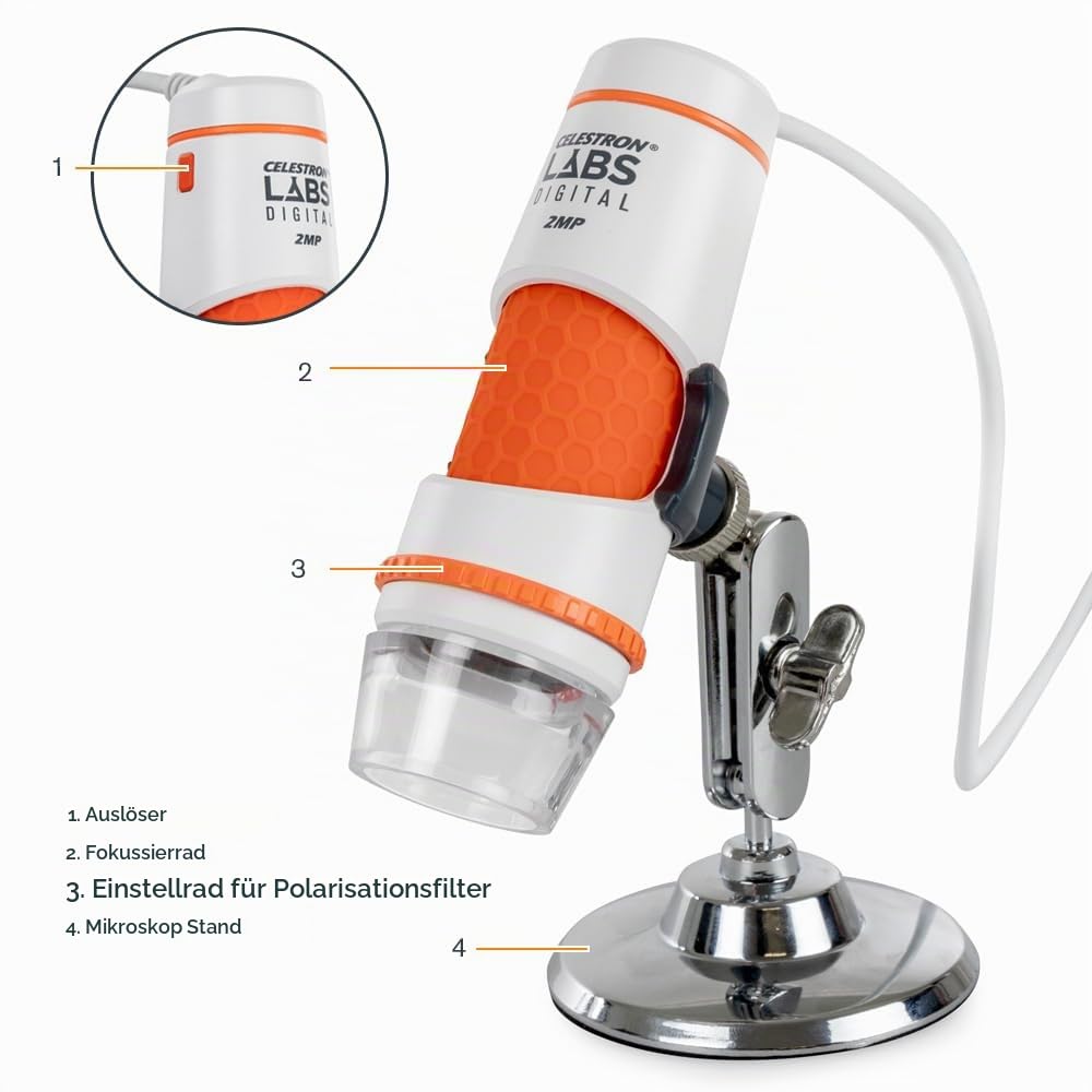 Celestron Deluxe Capture Your Discoveries 44302-C Handheld Digitalmikroskop, Grau