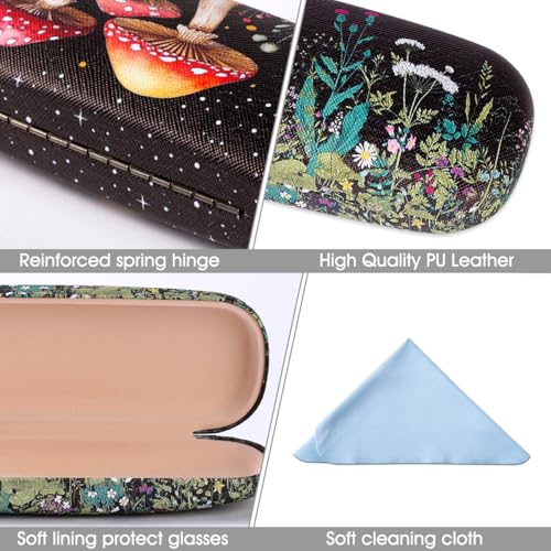Image of PERFECTSIGHT Hard Shell Eyeglasses Case, PU Leather Protective Glasses Case, Cute Eyeglass Case for Women Men Girls