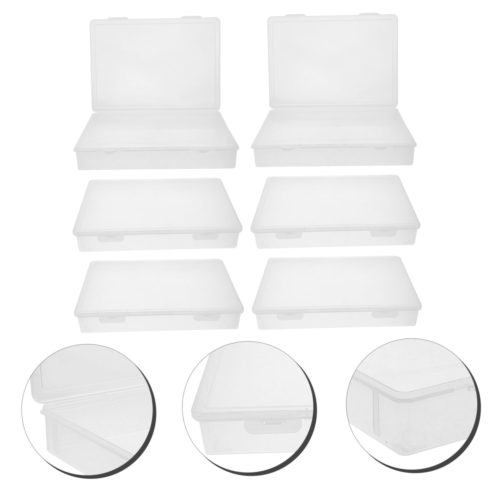 Scatola Organizer Impilabile in Plastica Bianca, 6 Pezzi | Coperchio ad Apertura Facile, Superficie Liscia, per Componenti Elettronici e Perline