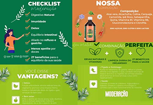 Kit 02 Moderação Digestivo Natural Detox Imunidade 500ml