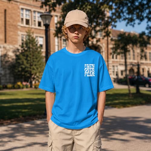 Image of Boys Faith Over Fear Shirt Christian Jesus T Shirts for Kids Religious Inspirational Bible Verse Graphic Tees Tops