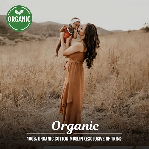 Kishu Baby Indi - Fairtrade Organic Baby Bibs for Girls or Boys - Rounded, 4-Way Reversible, 8 Layer Muslin Drool Bibs4