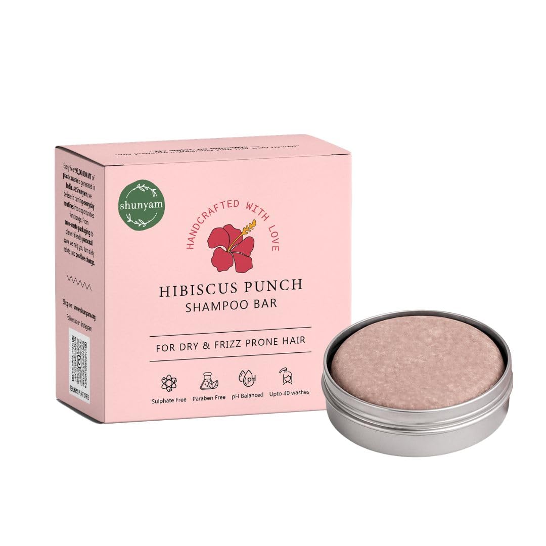 Shunyam All-Natural Shampoo Bar for Dry & Frizzy Hair | Hibiscus Punch | Sulphate Free & Gentle Formula | Eco-Friendly, Su...