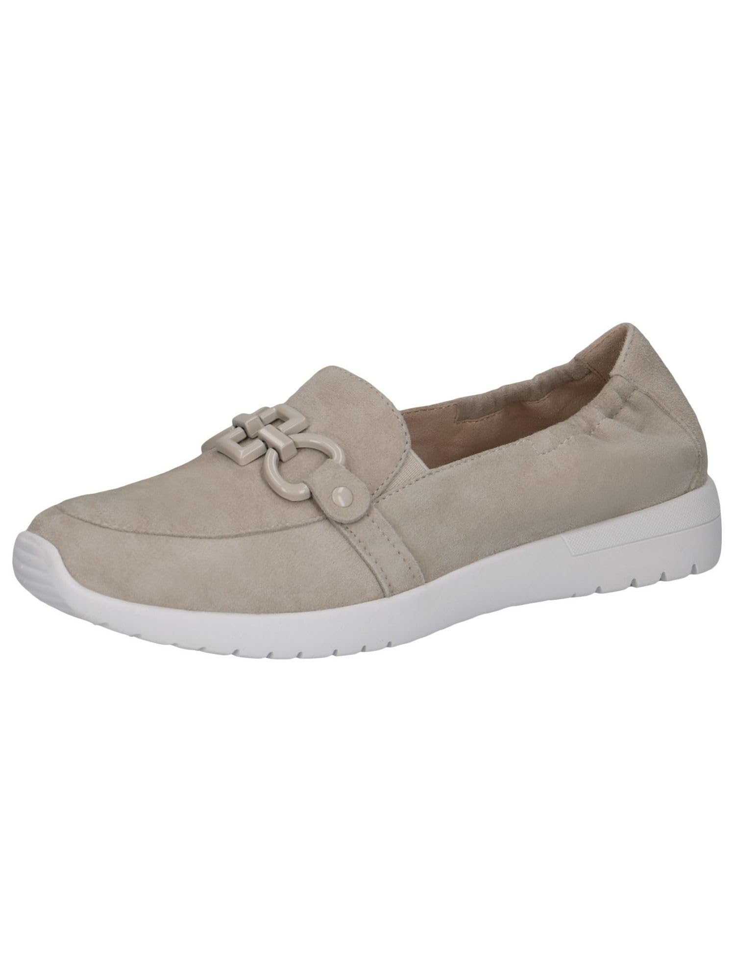 CAPRICE Women's Leather Loafers Comfortable, Gray (Lt.Grey Suede), 6.5 UK