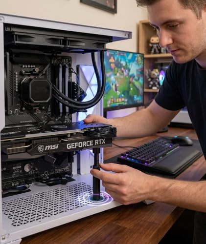 Image of 2PCS GPU Sag Bracket, GPU Holder for Gaming PCs, Prevents Graphics Card Sag, Height Adjustable Support Bracket, Universal Compatibility for Heavy GPUs, Dual Pack in Black and Silver