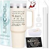 LiqCool You're My Sister in Law Tumbler, 40 Oz with Handle, Best Funny Future Sister in Law Gift for Women Bride on Wedding Birthday (Cream)