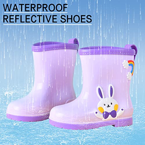 sfdgfhyf Unisex-Child Kids' Rain Boot Children Cute Cartoon Fashion Non Slip Rain Boots Soft Bottom Fashion (Purple, 8.5 Toddler)2