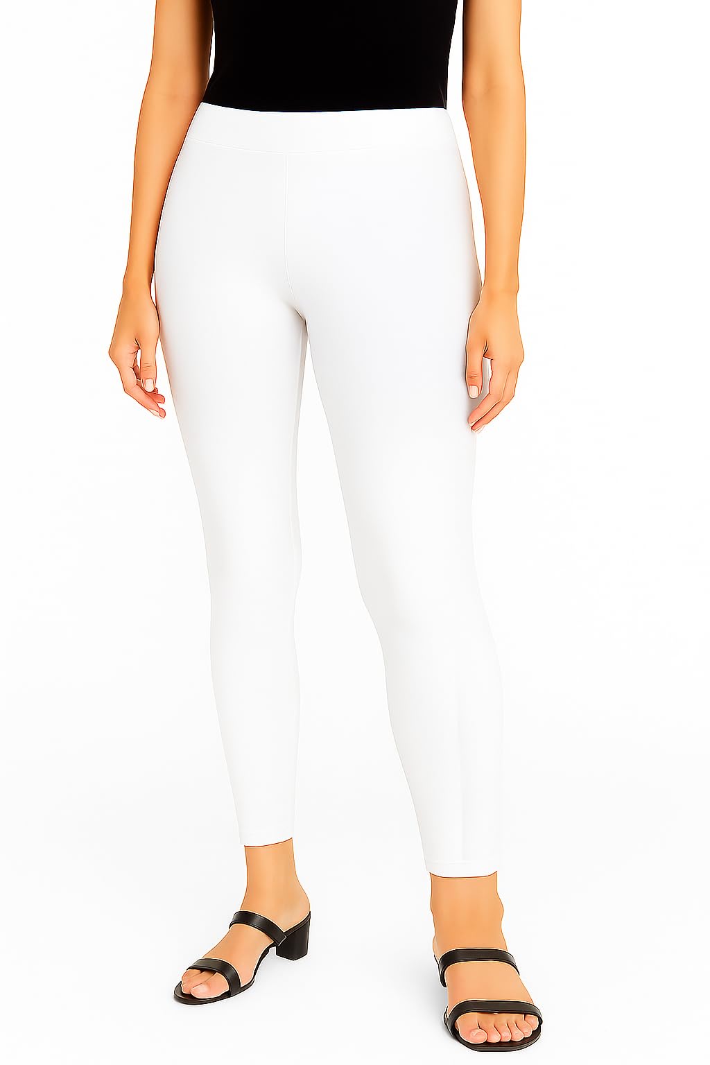 Women’s High-Waist White Leggings – Slim Fit Stretch Everyday Pants-image-40